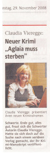 artikel zu "aglaia muss sterben" 29.11.2008