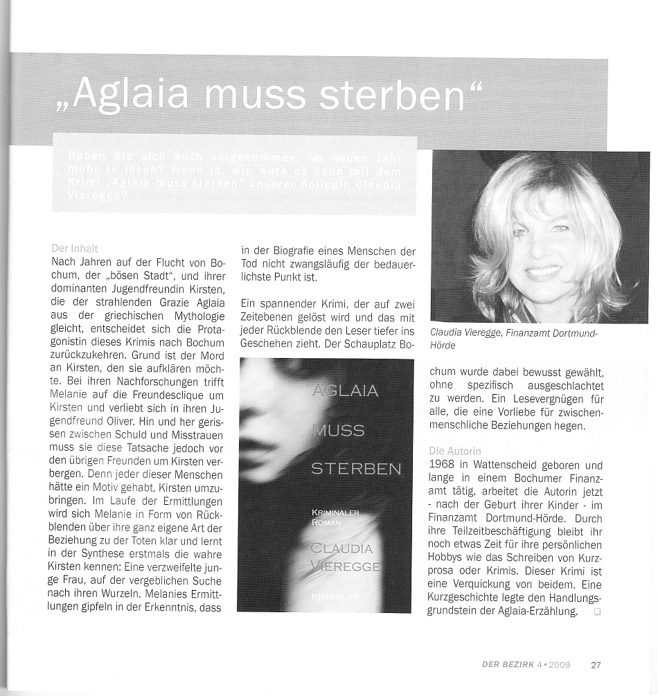 Artikel CLAUDIA VIEREGGE in "Der Bezirk Nr. 4"